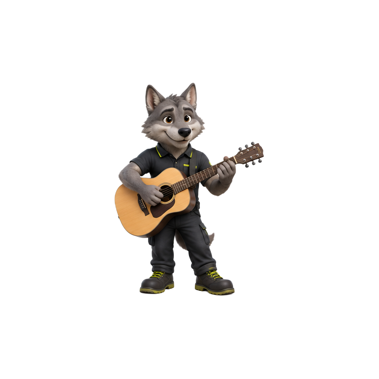 Original wolf musician mascot for bands & musicians website design