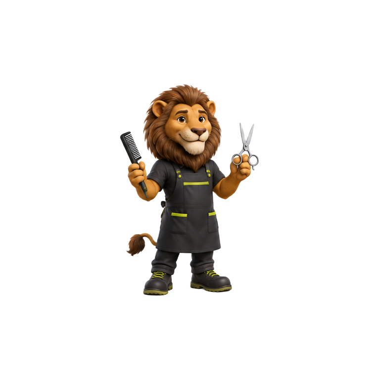 Original lion barber mascot for barbers website design