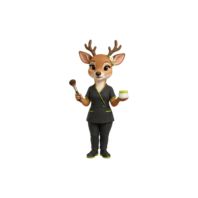Original deer beauty therapist mascot for beauty salons website design