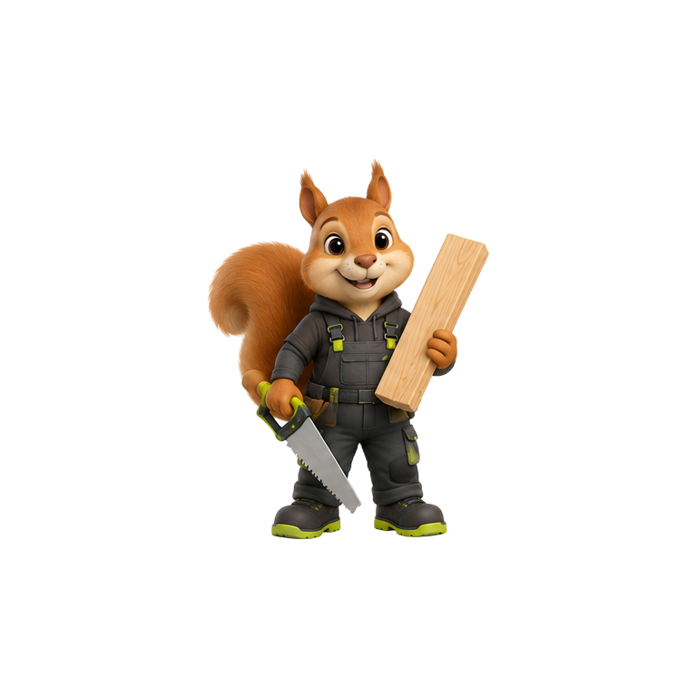 Original squirrel carpenter mascot for carpenters & joiners website design