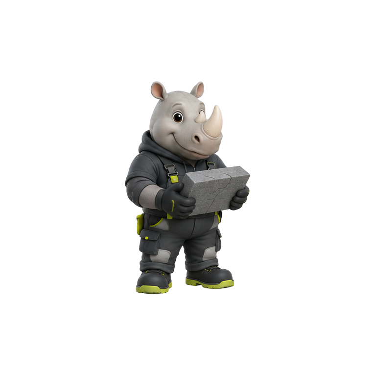 Original rhino paving contractor mascot for driveway & paving contractors website design