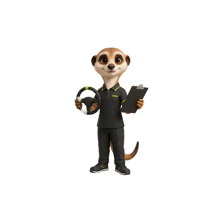 Original meerkat driving instructor mascot for driving instructors website design