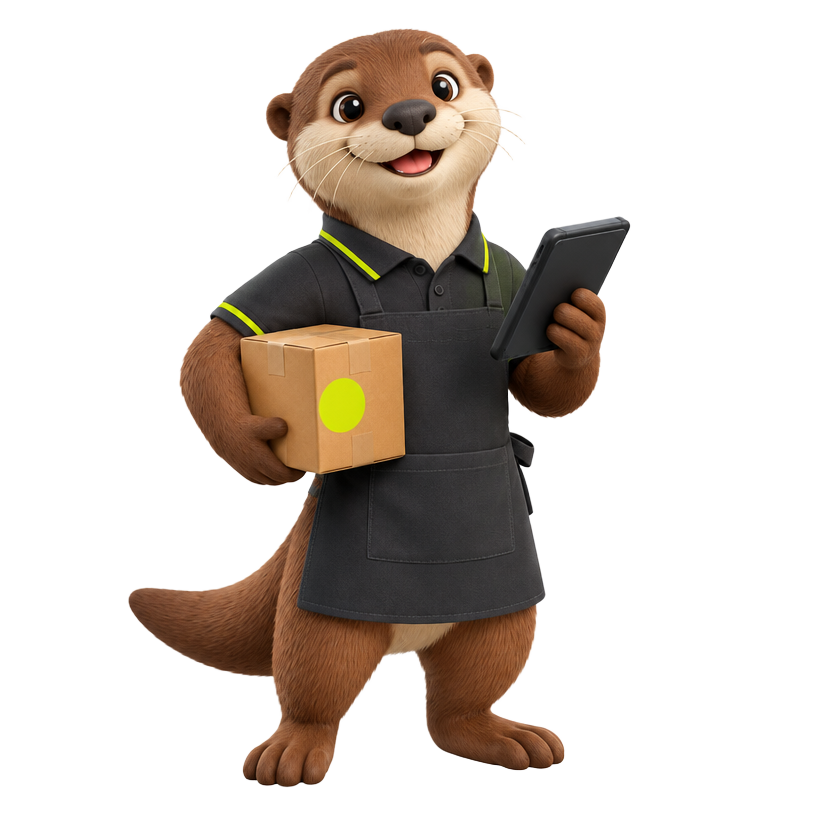 Original otter online shop owner mascot for ecommerce & online shops website design