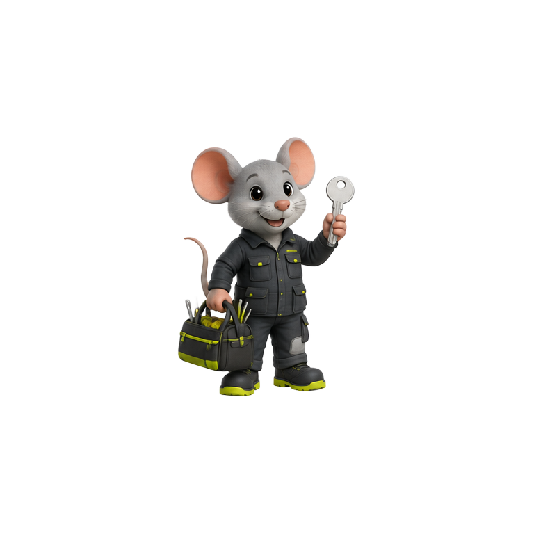 Original mouse locksmith mascot for locksmiths website design