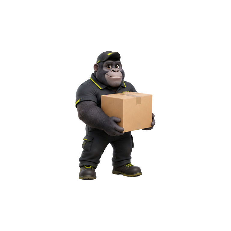 Original gorilla removals worker mascot for removals companies website design