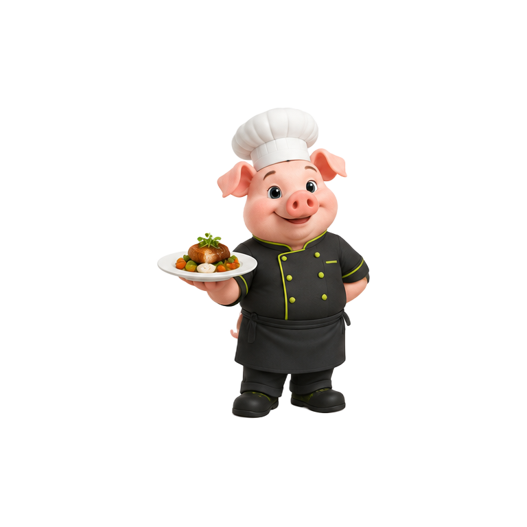 Original pig restaurant chef mascot for restaurants website design