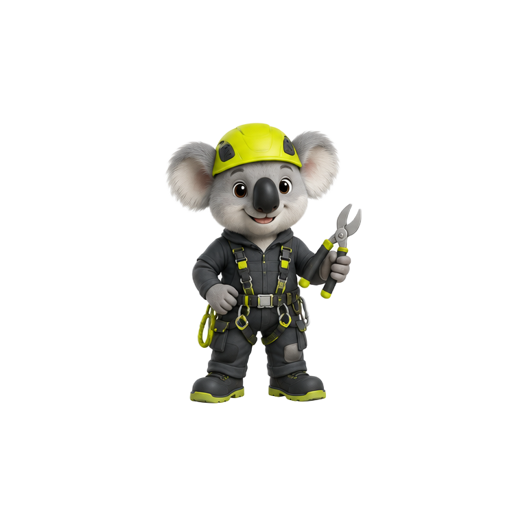 Original koala tree surgeon mascot for tree surgeons website design