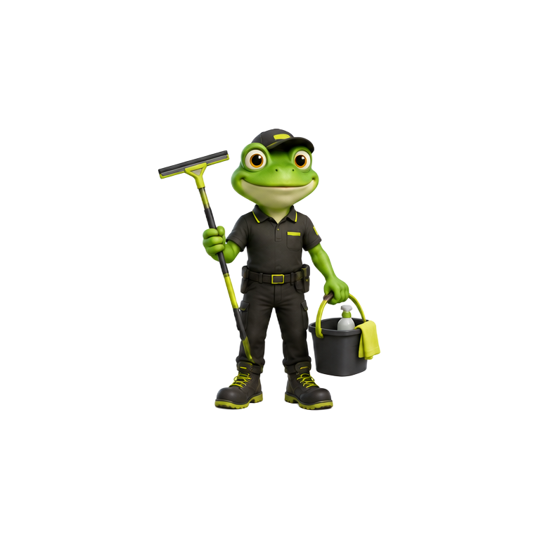 Original frog window cleaner mascot for window cleaners website design
